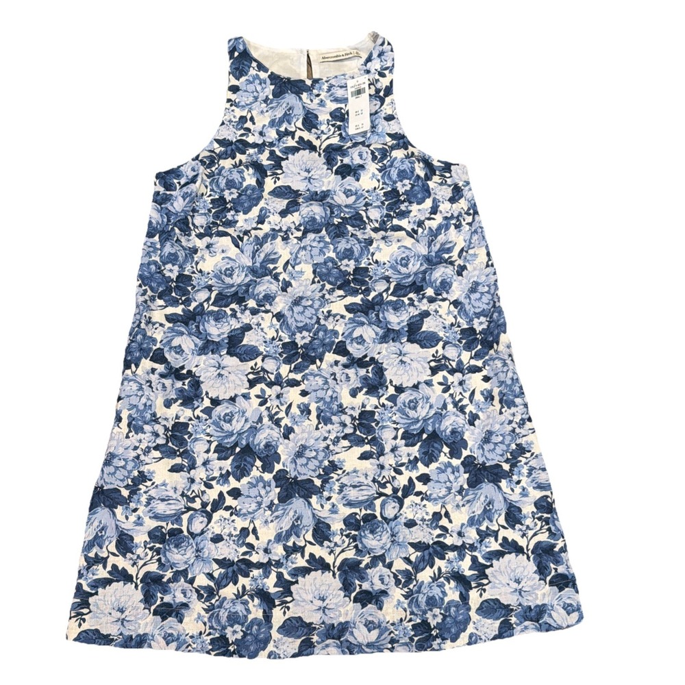 Abercrombie‎ & Fitch HIgh Neck Linen Blend Mini Dress Floral Summer Size S T NWT